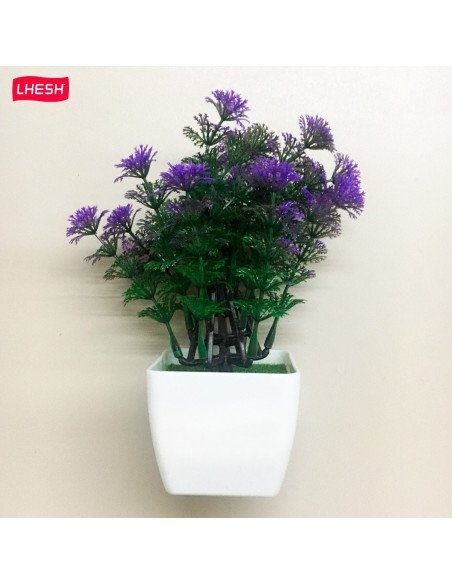 FLOR ARTIFICIAL MORADA C/MACETA PAQ 12 PIEZAS SHIRLEY