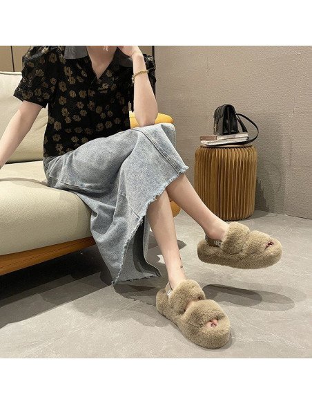 Sandalia tipo Pantufla dama al mayoreo ofrece LHESH - ID 41731-37631 café