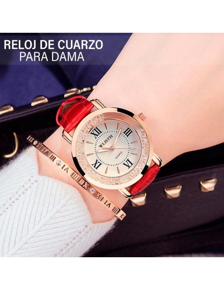 Reloj de cuarzo para dama al mayoreo ofrece LHESH – ID 42926-39139 rojo