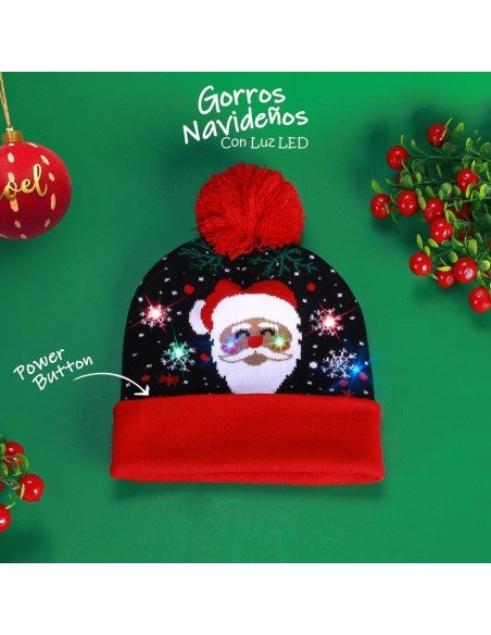 Gorros navideños con luz LED importados al mayoreo en LHESH