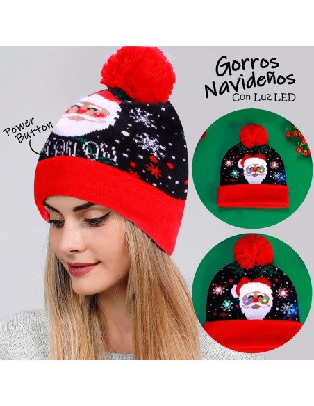 Gorros navideños con luz LED importados al mayoreo en LHESH