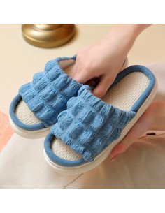 Pantufla dama al mayoreo ofrece LHESH - ID 40854 blanco, azul y amarillo 2