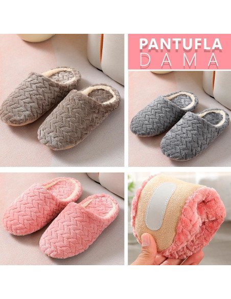 Pantufla dama al mayoreo ofrece LHESH - ID 40857 gris, café y marrón