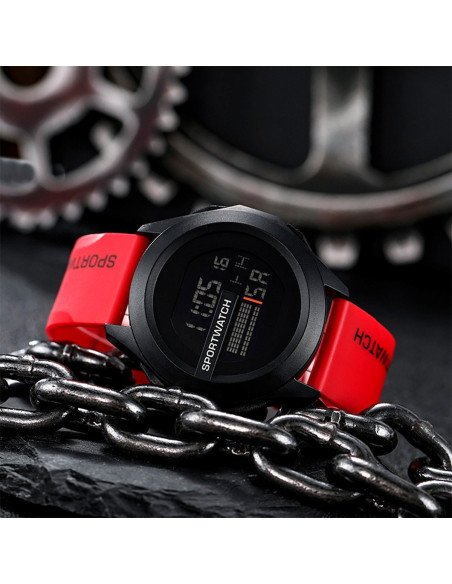 Reloj de pulsera sport al mayoreo ofrece LHESH – ID 41493 rojo y gris oscuro