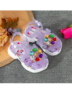 Mayoreo de Sandalias para niñas, disponibles en LHESH – Compra Exclusiva - ID 43449 morado 2