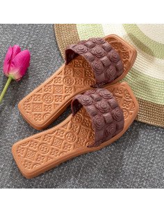 Mayoreo Sandalias Texturizadas LHESH, Elegancia - ID 43473 café 2