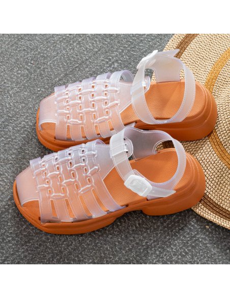 Mayoreo sandalias para dama, prácticas y disponibles en LHESH - Compra al por mayor - ID 43440 naranja/transp
