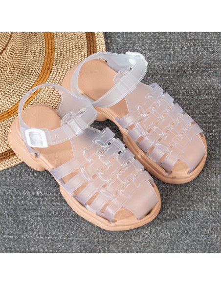 Mayoreo sandalias para damas versátiles en LHESH - Ideal para revendedores - ID 43441 apricot / transp