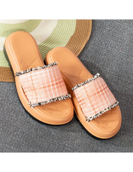 Sandalias en mayoreo con detalle textil en LHESH - ID 43516 rosa