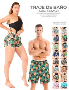 Trajes de baño con estampados para parejas al Mayoreo en LHESH 2