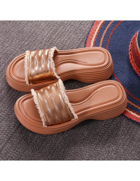 Sandalias doradas para mujer al mayoreo en LHESH