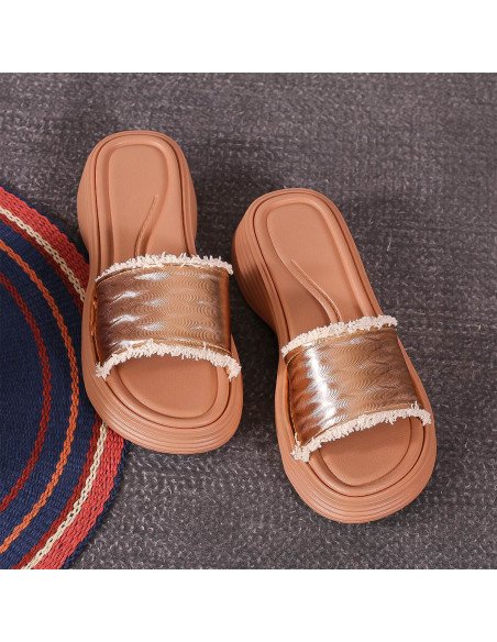 Sandalias doradas para mujer al mayoreo en LHESH
