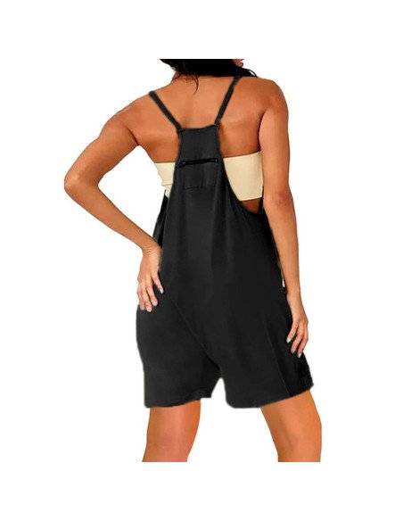 Moda plus jumpsuit holgado de tirantes para dama al mayoreo ofrece LHESH - ID 43569 negro