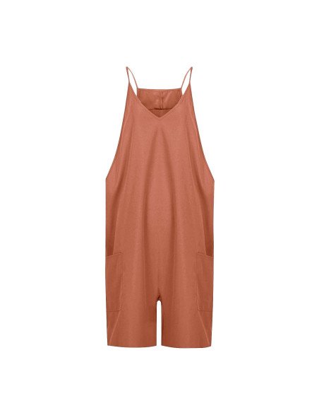 Moda plus jumpsuit holgado de tirantes para dama al mayoreo ofrece LHESH - ID 43570 café