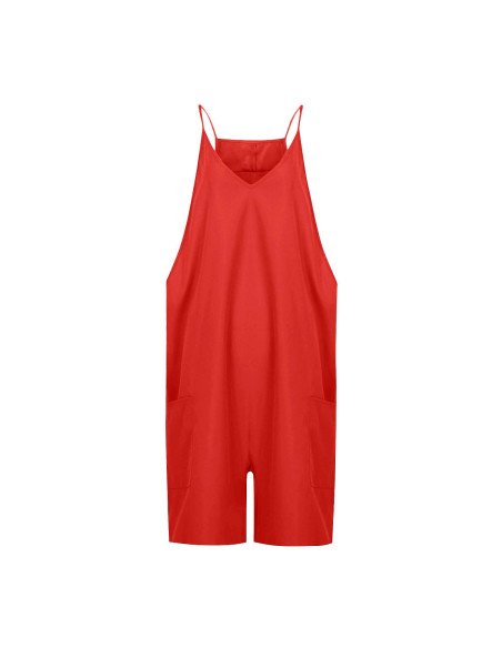 Moda plus jumpsuit holgado de tirantes para dama al mayoreo ofrece LHESH - ID 43572 rojo