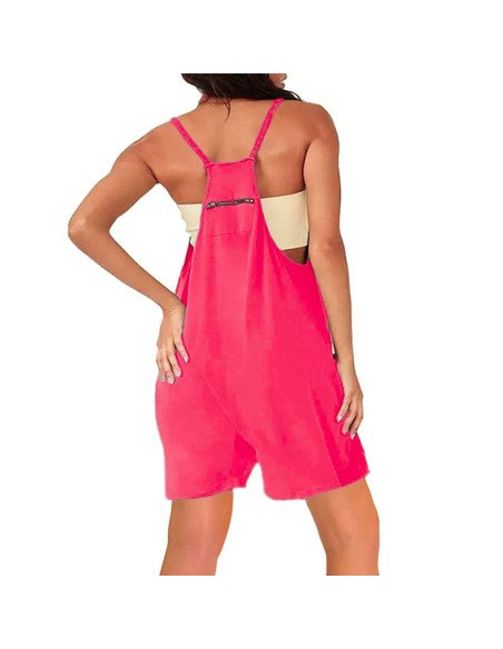 Moda plus jumpsuit holgado de tirantes para dama al mayoreo ofrece LHESH - ID 43573 rosa