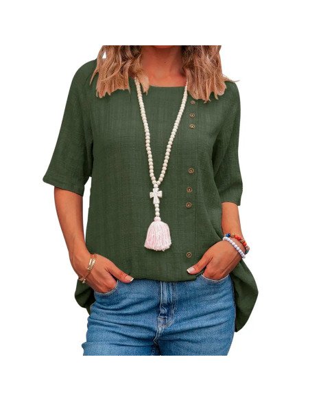 Moda plus blusa de manga corta de moda para dama al mayoreo ofrece LHESH – ID 43577 verde