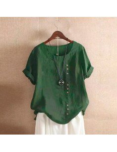 Moda plus blusa de manga corta de moda para dama al mayoreo ofrece LHESH – ID 43577 verde 2