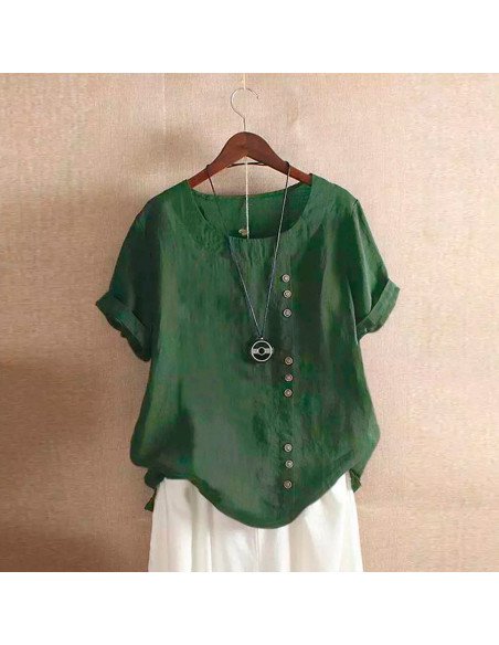 Moda plus blusa de manga corta de moda para dama al mayoreo ofrece LHESH – ID 43577 verde