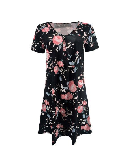 Moda plus vestido manga corta para dama al mayoreo ofrece LHESH - ID 43541 negro