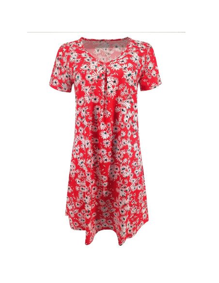 Moda plus vestido manga corta para dama al mayoreo ofrece LHESH - ID 43542 rojo