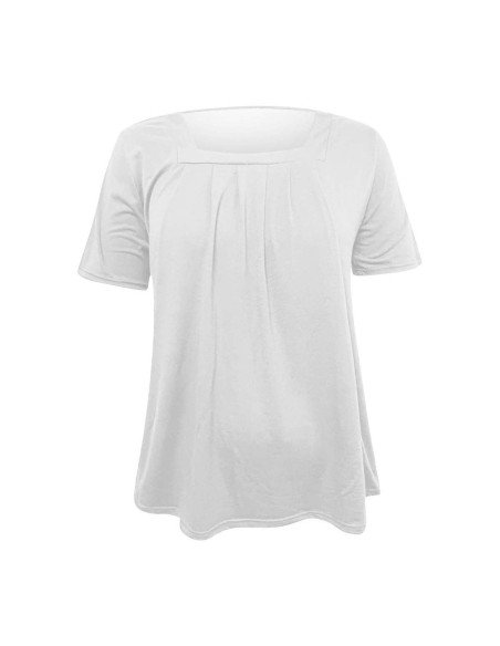 Moda plus blusa elegante de cuello cuadrado para dama ofrece LHESH – ID 43583 blanca