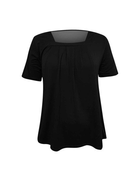 Moda plus blusa elegante de cuello cuadrado para dama ofrece LHESH – ID 43584 negra