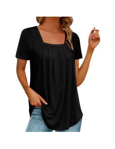 Moda plus blusa elegante de cuello cuadrado para dama ofrece LHESH – ID 43584 negra