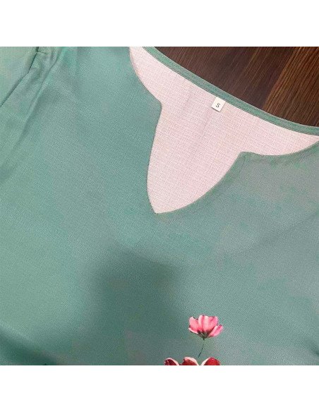 Moda plus vestido con estampado floral para dama al mayoreo ofrece LHESH - ID 43586 verde