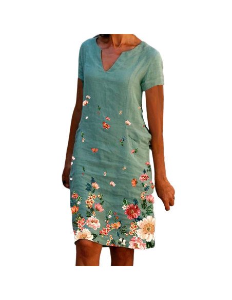Moda plus vestido con estampado floral para dama al mayoreo ofrece LHESH - ID 43586 verde