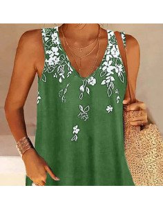 Moda plus blusa de tirantes con estampado floral para dama al mayoreo ofrece LHESH – ID 43587 verde