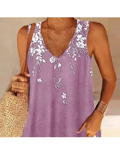 Moda plus blusa de tirantes con estampado floral para dama al mayoreo ofrece LHESH – ID 43588 púrpura