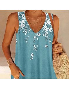 Moda plus blusa de tirantes con estampado floral para dama al mayoreo ofrece LHESH – ID 43591 marino