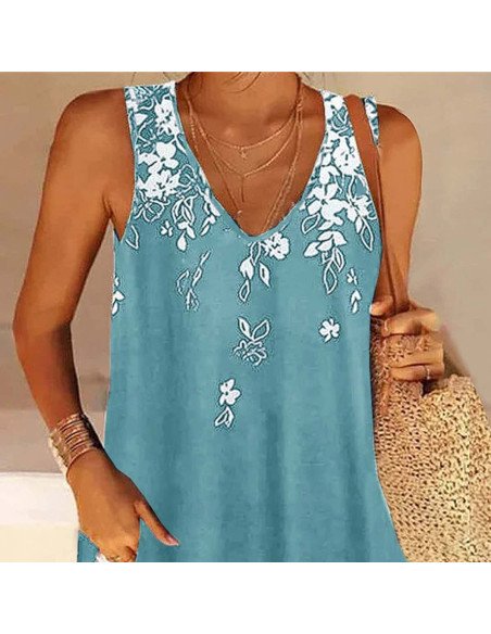 Moda plus blusa de tirantes con estampado floral para dama al mayoreo ofrece LHESH – ID 43591 marino