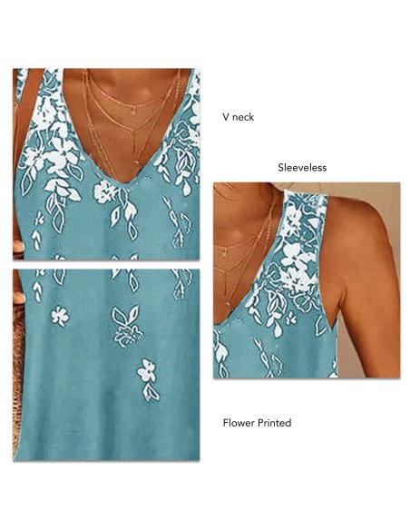 Moda plus blusa de tirantes con estampado floral para dama al mayoreo ofrece LHESH – ID 43591 marino