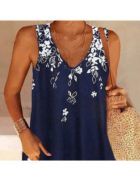 Moda plus blusa de tirantes con estampado floral para dama al mayoreo ofrece LHESH – ID 43591 marino