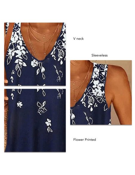 Moda plus blusa de tirantes con estampado floral para dama al mayoreo ofrece LHESH – ID 43591 marino