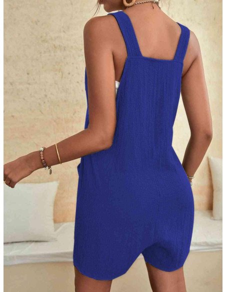 Moda plus jumpsuit overol corto con tirantes para dama al mayoreo ofrece LHESH - ID 43622 azul