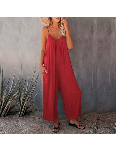 Pantalón Jumpsuit pierna ancha holgado de tirantes para Mujer | LHESH.mx | Mayoreo Calzado, Ropa y más productos