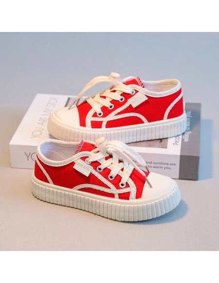 Tenis para niños rojo y blanco de venta al mayoreo en LHESH