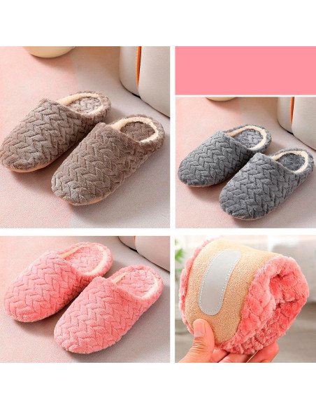 Pantufla dama al mayoreo ofrece LHESH - ID 40857 gris, café y marrón