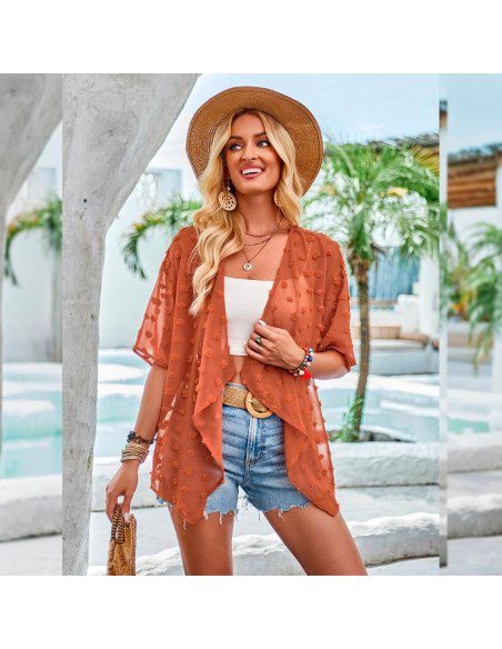 Moda plus blusa para dama al mayoreo ofrece LHESH – ID 45288 - marrón