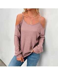 Mayoreo de blusa de moda con hombros descubiertos importada al en LHESH