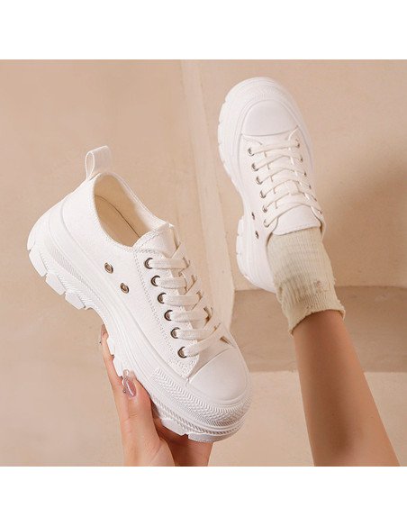 Tenis de plataforma blancos para dama al Mayoreo en LHESH