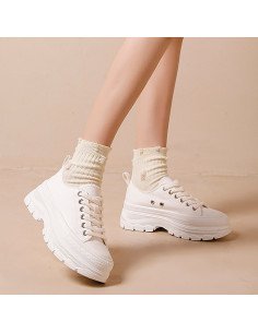 Tenis de plataforma blancos para dama al Mayoreo en LHESH