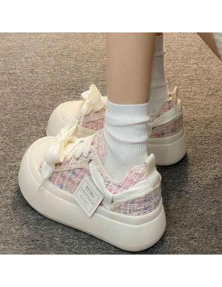 Tenis Plataforma Retro con Tejido Multicolor