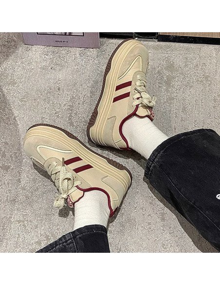 Tenis Plataforma Elegantes | Diseño en Beige y Burdeos en LHESH