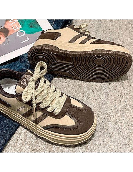 Tenis Plataforma Modernos | Diseño en Tonos Beige y café