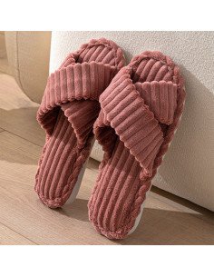 Pantuflas de felpa para dama al mayoreo en LHESH 2