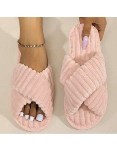 Pantuflas de felpa acanalada, elegantes y cómodas | LHESH